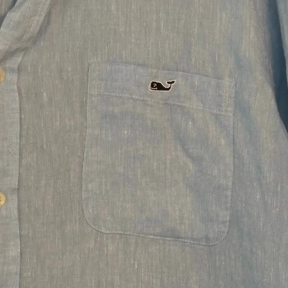 Vineyard Vines Mens 100% Linen Blue Long Sleeve XXL Casual Button Down Beachy